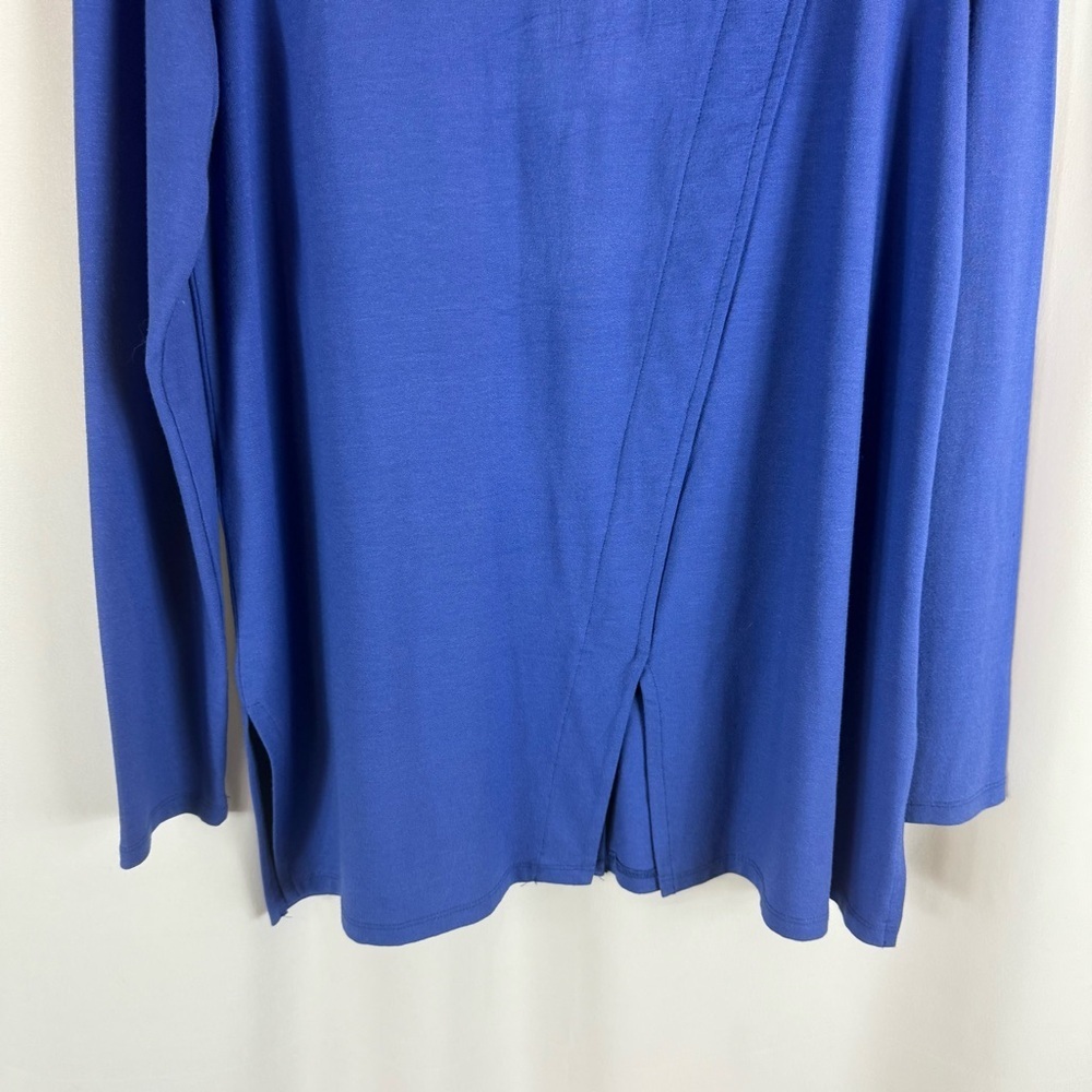 Soft Surroundings long cotton cardigan with button, bright blue, Size: M - Picture 15 of 16